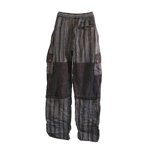 Mens Black Cargo Pants Handmade Cotton Hippie Boho Yoga Comfy Unisex Summer Hippy Bohemian Sustainable image 2