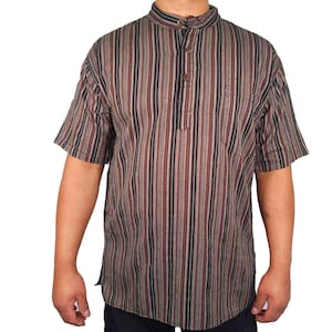 Mens Kurta Pajama Striped Short Sleeve Plain T Shirt Sleeve Indian Hippie Ethnic Traditional