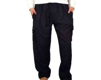 Mens Cargo Pants Handmade Cotton Plain Hippie Yoga Comfy Meditation