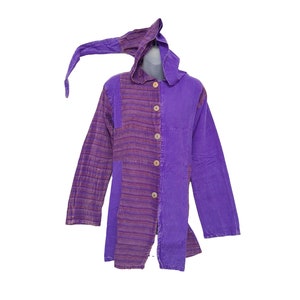 Women Pixie Hood Jacket Handmade Hippie Hoodie Purple Festival Ladies Long Jacket Coat Full Sleeved Ethnic Hippy Tops