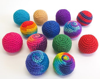 5 Handmade Hacky Sacks - Crochet Ball Juggling Balls Stress Balls Magic balls