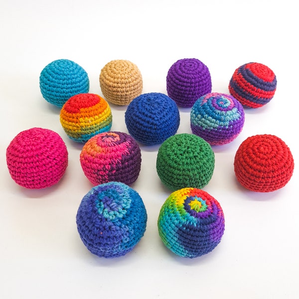 5 Handmade Hacky Sacks - Crochet Ball Juggling Balls Stress Balls Magic balls