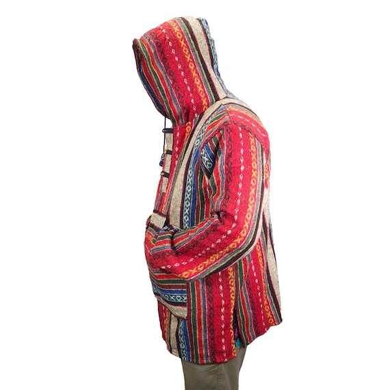 Mens Hoodie Handmade Bohemian Hippie Cotton Boho Baja Nepal Tibet Mexican Winter Warm Jacket Hippy Pullover