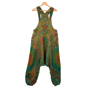 Overalls Handmade Tie Dye Green Festival Dungarees Hippie Summer Bohemian