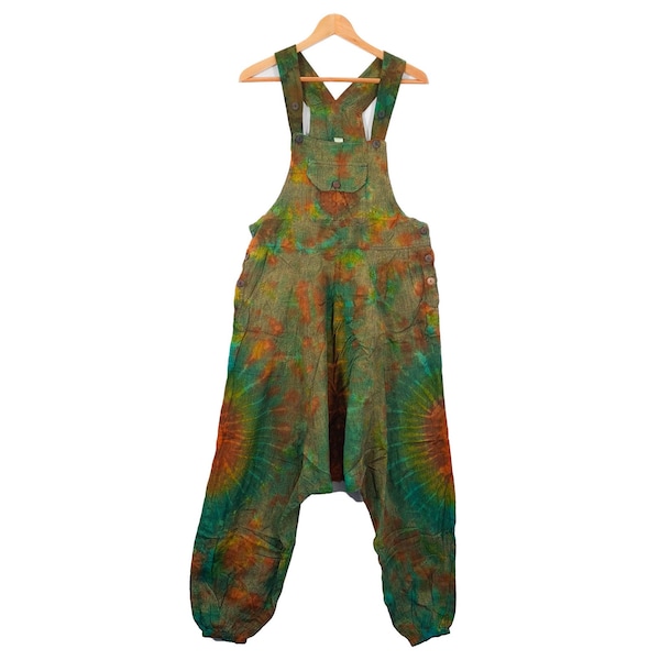 Overalls Handmade Tie Dye Green Festival Dungarees Hippie Summer Bohemian