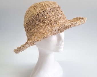 Hemp Cotton Sun Hat Handmade Boho Hippie Natural Lightweight Organic Sustainable