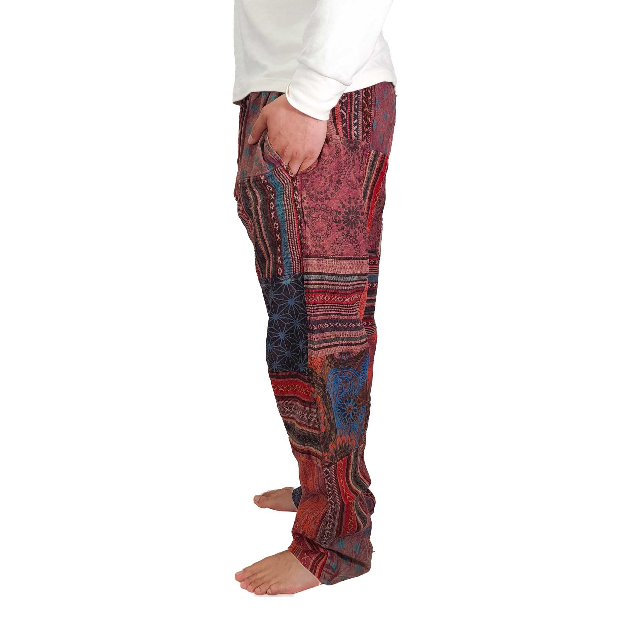 Mens Black Patchwork Pants Handmade Thick Cotton Hippie Boho Etsy