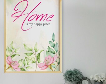 Beautiful Quote Floral Background Digital Poster Printable | Room Wall Poster | Printable File About Digital Wall Poster