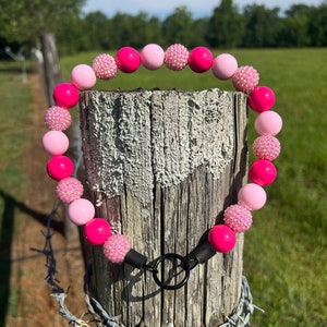 Shades of Pink - Beaded Collar, Durable Dog Necklace, Dog Pearls, Dog Collar