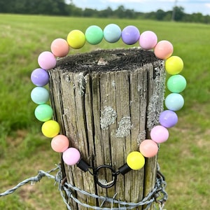 Pastel Rainbow - Beaded Collar, Durable Dog Necklace, Dog Pearls, Dog Collar, Pride Collar