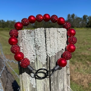 Ruby Red - Beaded Collar, Durable Dog Necklace, Dog Pearls, Christmas Collar