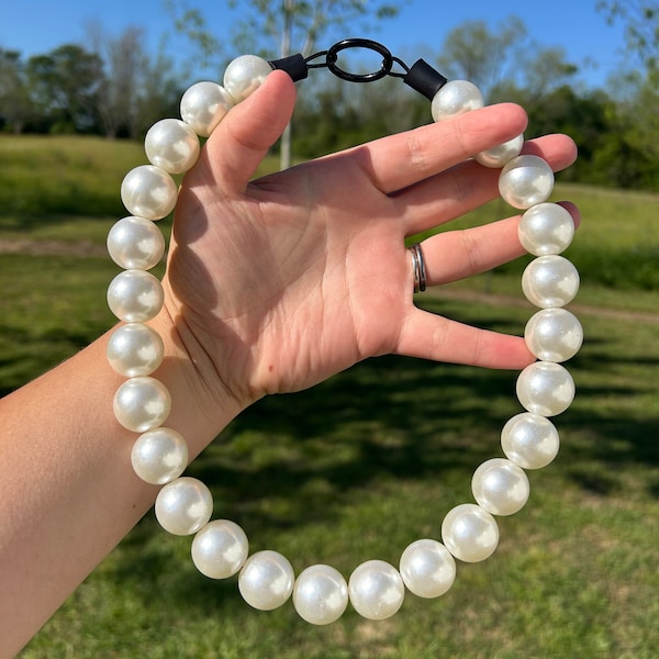 DAMAGED SALE Creamy White Pearls - Beaded Collar, Durable Dog Necklace, Dog Pearls, Dog Collar