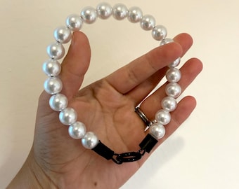 Mini Classic White Pearls - Mini Beaded Collar, Durable Dog Necklace, Dog Pearls, Dog Collar