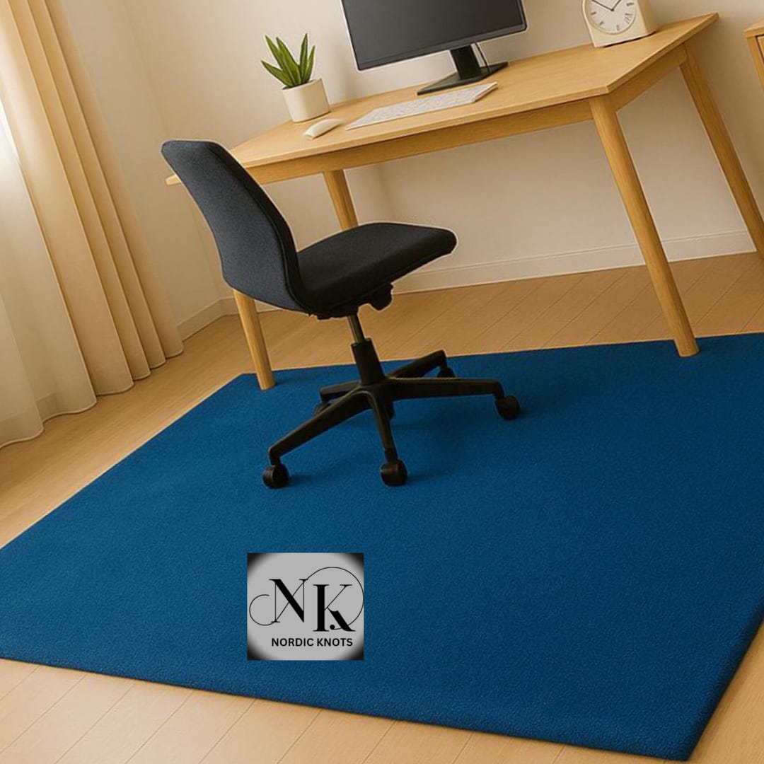 Hand Tufted Wool Area Rug: Deep Navy Blue Nordic Design Home Decor ...