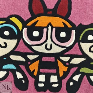 Der Power Puff Girls Teppich - Buntes Cartoon-Design mit Blüte, Blasen und Butterblume -Ideal für Kinderzimmer, Spielzimmer, Wohnkultur