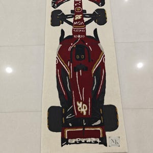 Ferrari F1 car rug- Formula 1 Racing design- Unique Motorsport home decor- Gift for car lovers and racing fans- Durable and stylish carpet.