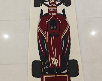 Ferrari F1 car rug- Formula 1 Racing design- Unique Motorsport home decor- Gift for car lovers and racing fans- Durable and stylish carpet.