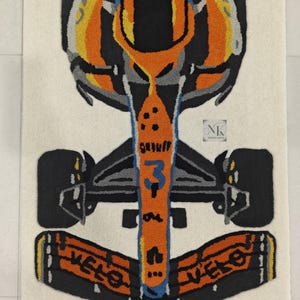 McLaren F1 race car rug- Stylish Formula 1 themed home Accent- Ideal gift for Motorsports Aficionados- Unique Racing decor-Eye catching rug.