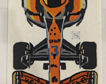 McLaren F1 race car rug- Stylish Formula 1 themed home Accent- Ideal gift for Motorsports Aficionados- Unique Racing decor-Eye catching rug.
