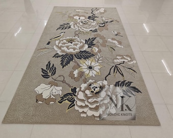Hand Tufted Wool Area Rug: Shaggy Animal Design, Multi Color Home Decor Carpet