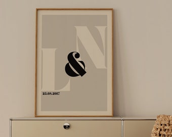 Personalized Initial Letter Print: Couple Home Decor Wall Art