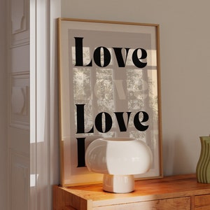 Póster de cartas de amor, amor, letras impresas, póster de pareja, decoración del hogar, arte de pared, decoración de pared, impresiones tipográficas, impresión en negrita, regalo de pareja