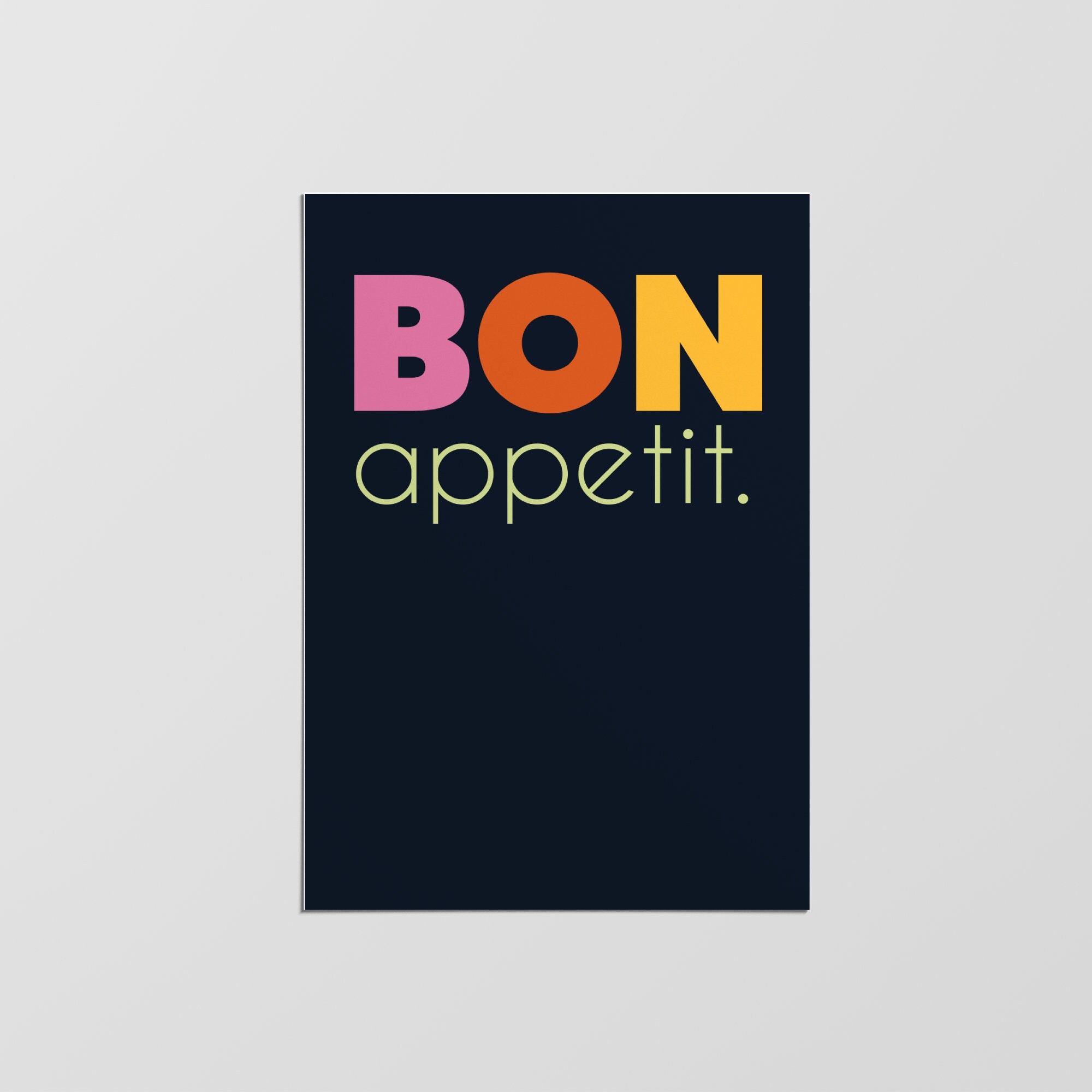 Bon Appetit Wall Print, Minimalist Modern Home Decor, Art Di Diningroom Deco, Kitchen Typography, Bo