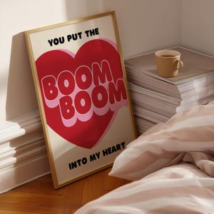Boom Boom Into My Heart Print: Plakat z tekstem piosenki w stylu vintage