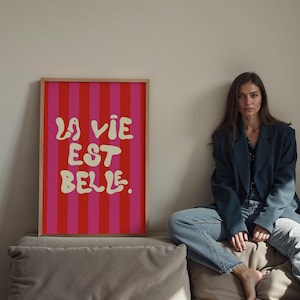 La Vie Est Belle Print: Bold Typography Art, Modern Home Decor image 1