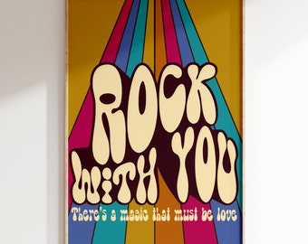 Inspired Music Print, Rock with You Print, Music Print, Lyrics Poster, Gig Print, Pop Rock Gift Poster Art, Vintage Music Poster, Music 70s