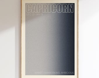 Capricorn Zodiac Print: Retro Aura Astrology Wall Art