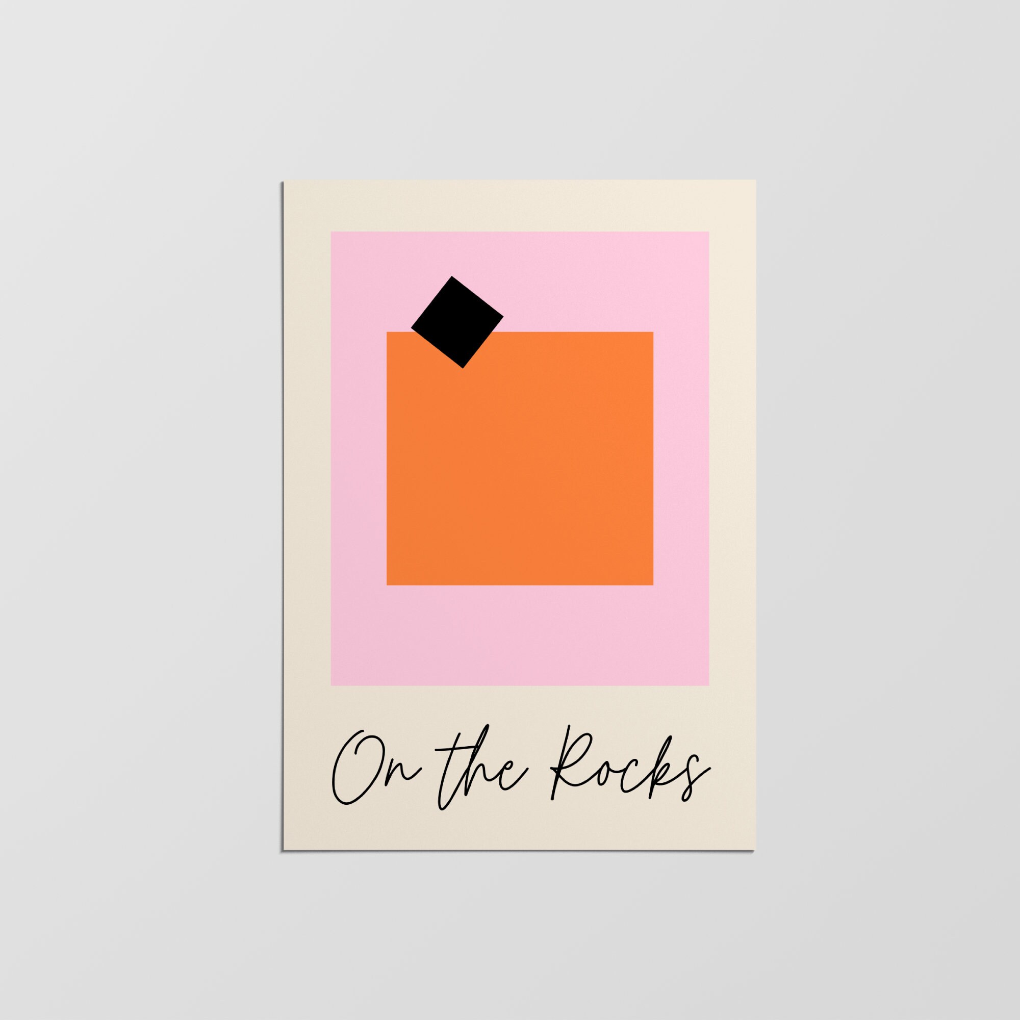 On The Rocks Cocktail Print, Whisky Wall Art, Impressions Colorées, Affiche de Boissons Alcoolisées,