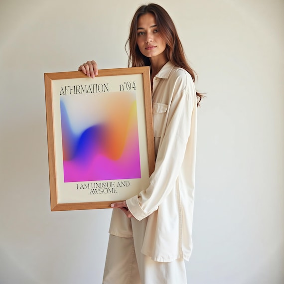 Affirmation Aura Art Print: Pastel Ombre Gradient Poster