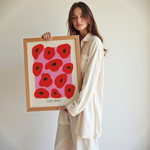 Blumenmarkt-Plakat, moderner Blumendruck, abstrakte botanische Blumen drucken, Boho Blumen-Plakat, abstrakter Druck Blumen, Blumendruckgeschenk