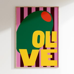 Olive Bunte Küche und Esszimmer Wand Kunst Drucke Lebendige Wohnkultur Lustiges Essen Zitat Poster Helle Kunstwerk für Küche Galeriewand