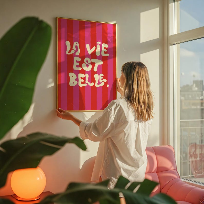 La Vie Est Belle Print: Bold Typography Art, Modern Home Decor image 4