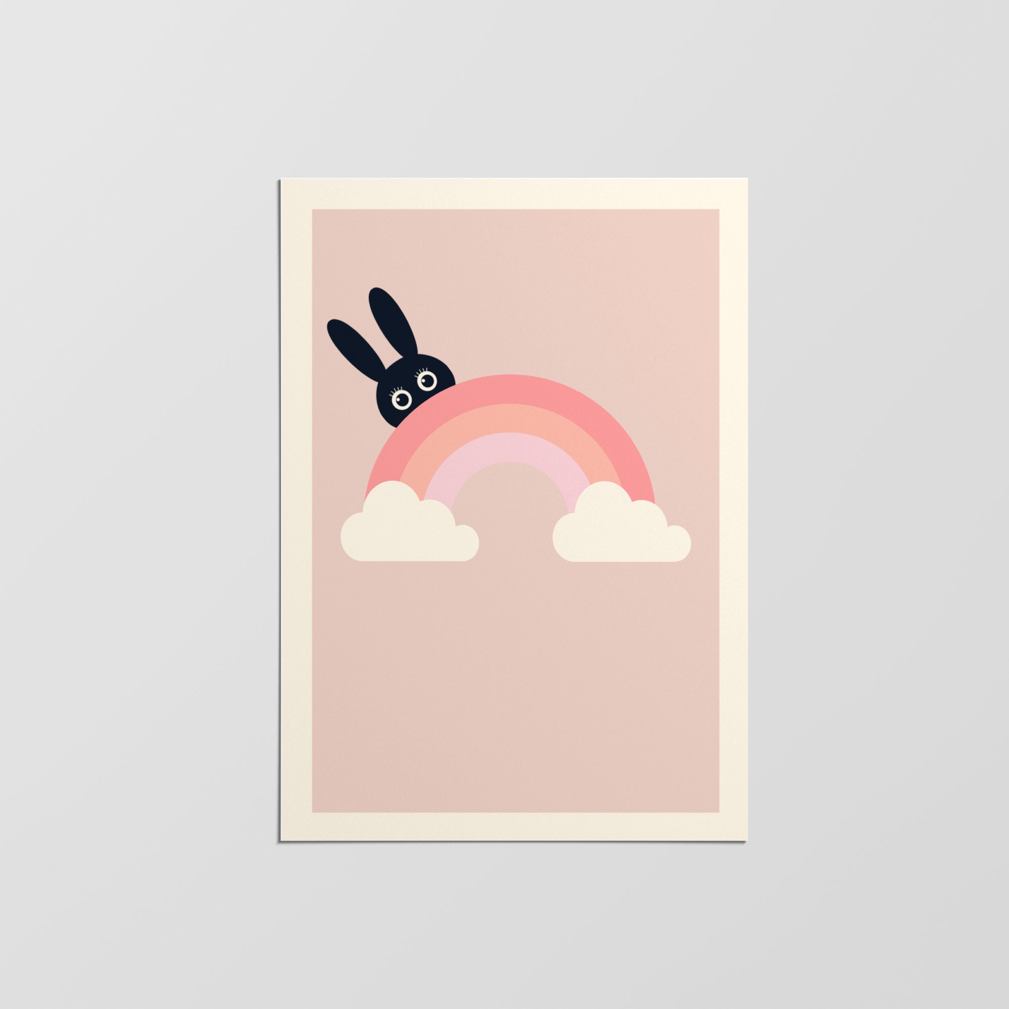 Affiche de Lapin Drôle, Art Mural Illustration Mignon, Affiche Chambre d'enfant Moderne, Cadeau Pour