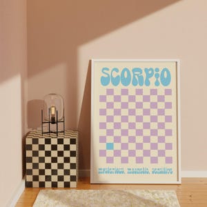 Zodiac Scorpio Wall Art Retro Groovy Print Scorpio Sign Aesthetics Posters Wall Art Trendy Zodiac Print Gift for Scorpio Personalized gifts image 3