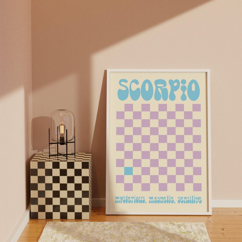 Zodiac Scorpio Wall Art Retro Groovy Print Scorpio Sign Aesthetics Posters Wall Art Trendy Zodiac Print Gift for Scorpio Personalized gifts image 3