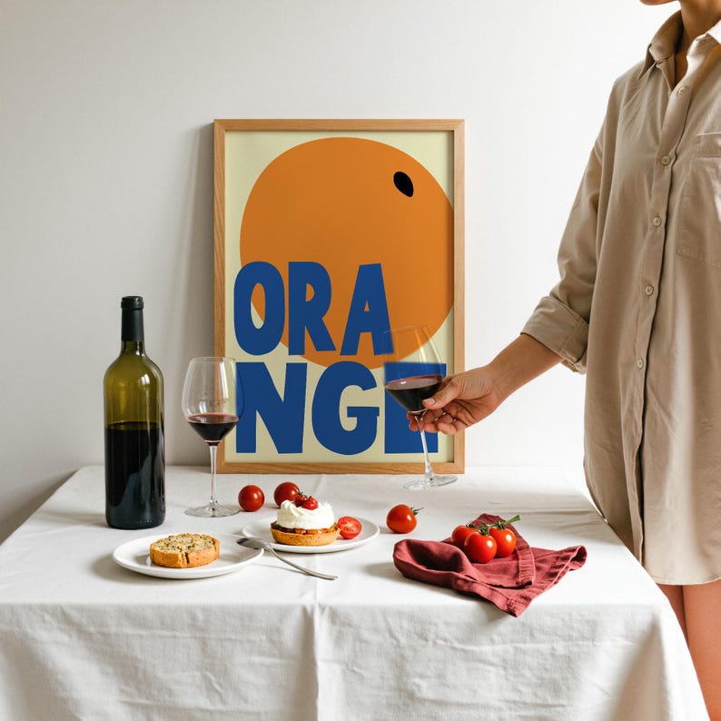 Orange Fruit Print: Maximalist Kitchen Wall Art image 5