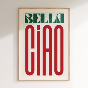 Impresión musical inspirada, impresión de Bella Ciao, impresión musical, póster con letras, impresión de concierto, póster artístico de regalo de indie rock, póster de concierto, regalo, Bella Ciao