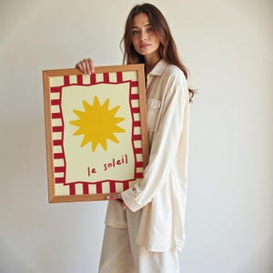 Arte mural de playa La Soleil, impresión del sol, impresión náutica, vida marina, arte marino de estilo costero, póster del océano, impresiones artísticas del sol, póster abstracto del sol