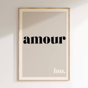 Amour Wall Art Print, Amour Love Print, Modern Typography Print, Home Decor, Quote Art Print, Typography Prints, Simple Typography, Bold