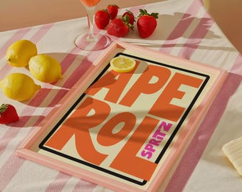 Aperol Spritz Cocktail Print: Colorful Bar Cart Wall Art