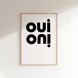 Oui Oui Poster, Minimalist Print, Modern Design Print, Home Decor, Wall Art, Wall Decor, Typography Prints, Simple Art, Simple Word