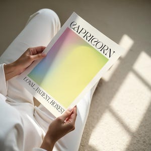 Capricorn Zodiac Sign Wall Art Gradient Aura Retro Art Pastel Capricorn Zodiac Print Spiritual Wall Art Astrology Gift Art for Capricorn