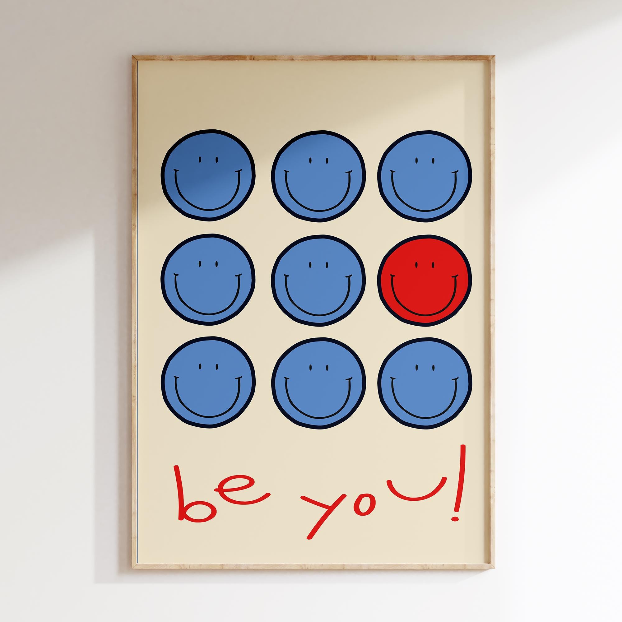 Be You Smiley Face Poster: Colorful Kids Room Wall Art - Etsy