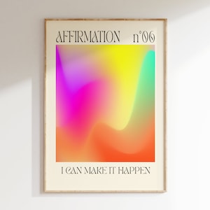 AFFIRMATION AURA Print, Aura Gradient, Pastel Aura Art Print, Spiritual Art, Affirmation Aura Poster, Pastel Ombre Posters, Retro Wall Art