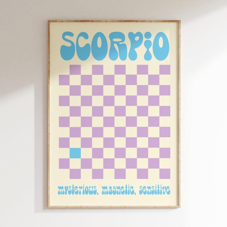 Zodiac Scorpio Wall Art Retro Groovy Print Scorpio Sign Aesthetics Posters Wall Art Trendy Zodiac Print Gift for Scorpio Personalized gifts image 2