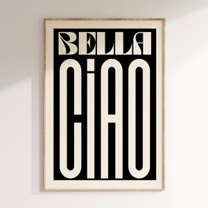 Bella Ciaoプリント：モダンで大胆なタイポグラフィのウォールアート 3